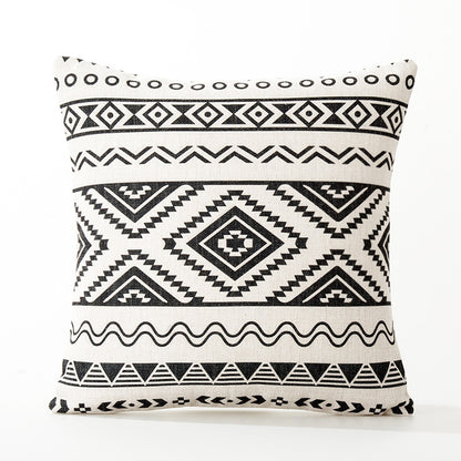 Set of assorted Nordic geometric cushion covers on sofa