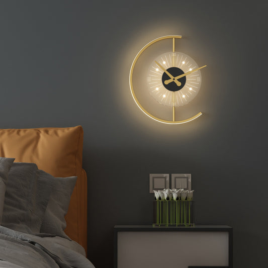 Nordic Minimalist Modern Halo LED Wall Clock Lamp – Dual-Light Decorative Wall Fixture