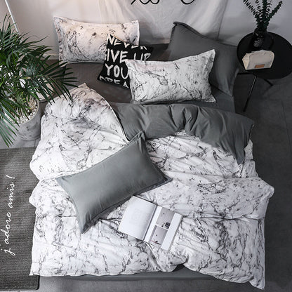 Geometric Pattern Quilt Cover Set with Pillowcases – Antibacterial Ramie Bedding