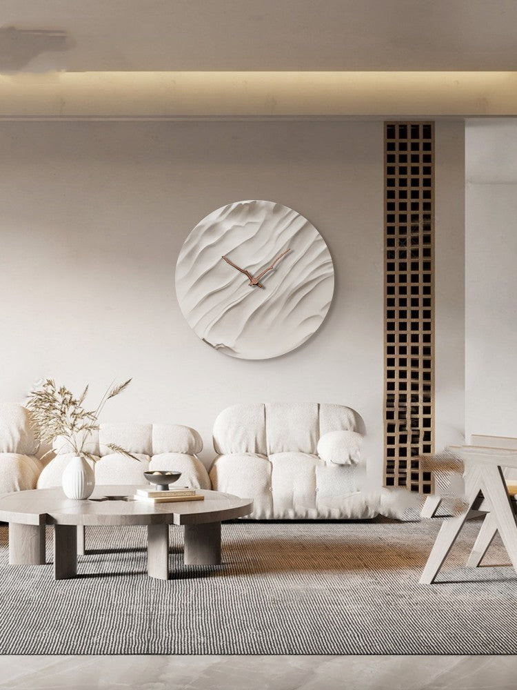 Aurora Carved Porcelain Wall Clock – Walnut Wood Hands