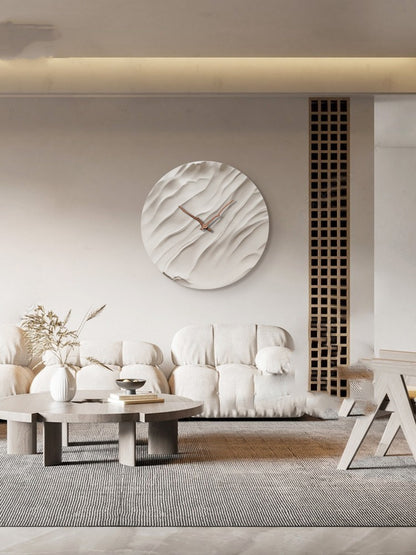 Aurora Carved Porcelain Wall Clock – Walnut Wood Hands