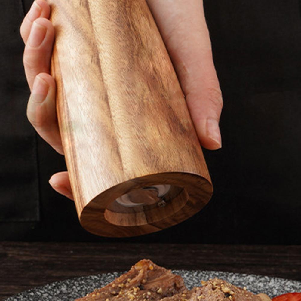 Nordic Acacia Wood Grinder – Ceramic Core Mill for Salt & Pepper