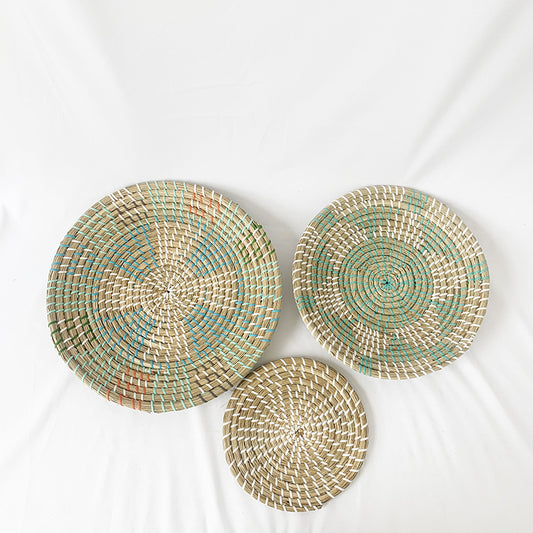 BohoWeave Straw Tray Set