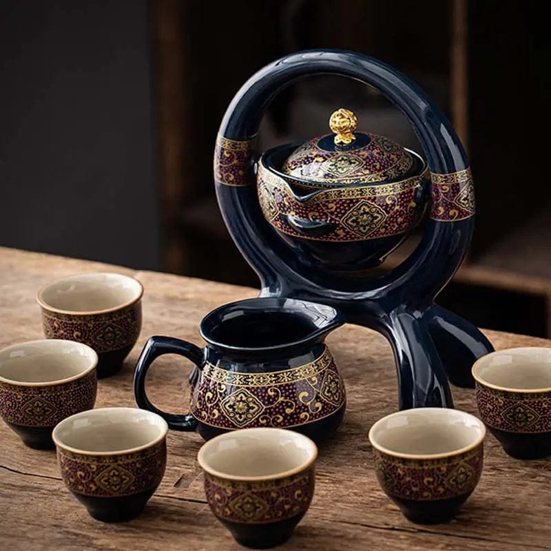 Artisan Firewood Pottery Tea Set – 8-Piece Handmade Collection E by Simple Homes