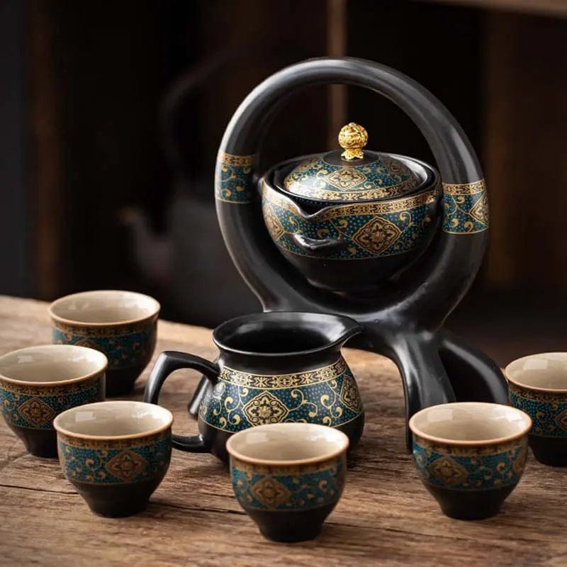 Artisan Firewood Pottery Tea Set – 8-Piece Handmade Collection G by Simple Homes