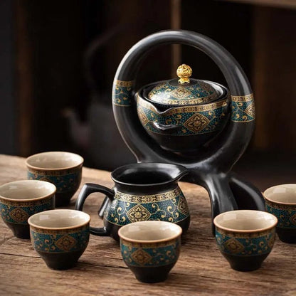 Artisan Firewood Pottery Tea Set – 8-Piece Handmade Collection G by Simple Homes