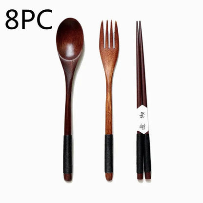 Artisan Wooden Spoon and Fork Set A Black 8PC by Simple Homes