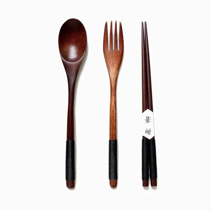 Artisan Wooden Spoon and Fork Set A Black by Simple Homes