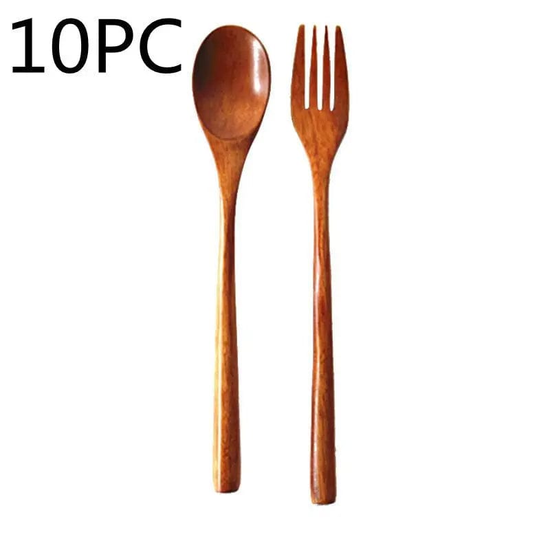 Artisan Wooden Spoon and Fork Set Wood 10PC by Simple Homes