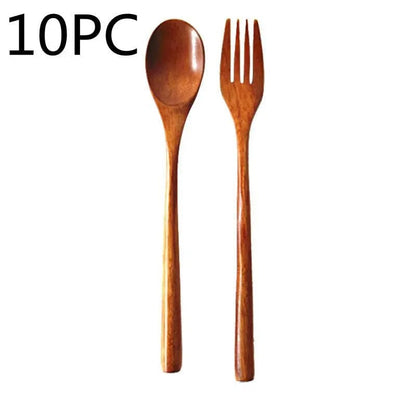 Artisan Wooden Spoon and Fork Set Wood 10PC by Simple Homes