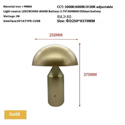 Auréa Touch Lamp – Rechargeable Conical Table Light with 3-Color Dimming Gold by Simple Homes