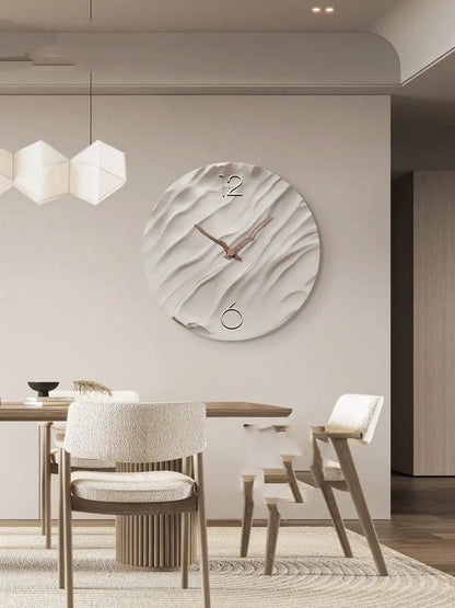 Aurora Carved Porcelain Wall Clock – Walnut Wood Hands RippleA / 40X40CM by Simple Homes