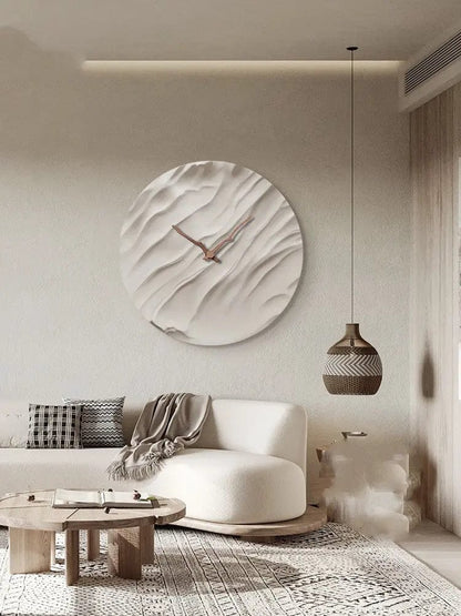 Aurora Carved Porcelain Wall Clock – Walnut Wood Hands RippleB / 40X40CM by Simple Homes