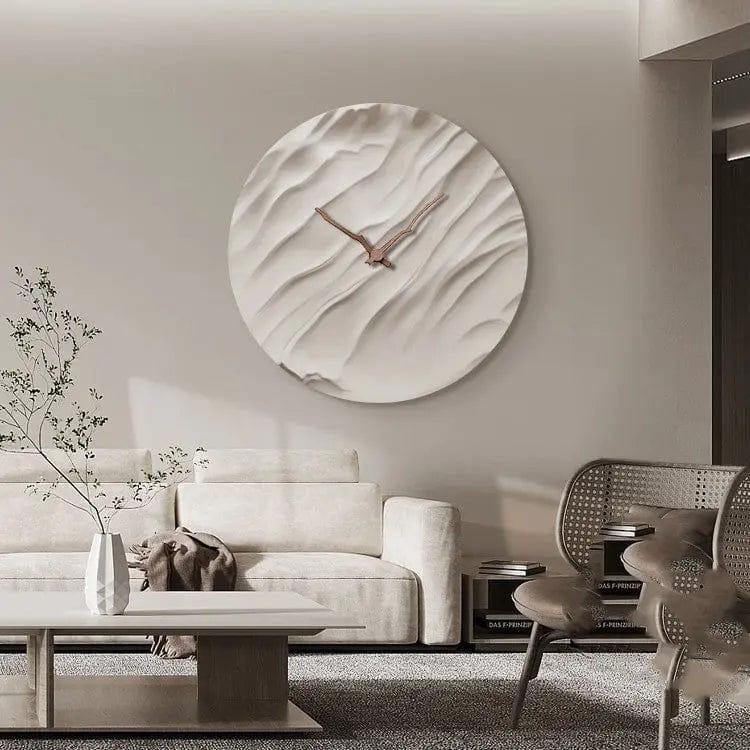 Aurora Carved Porcelain Wall Clock – Walnut Wood Hands by Simple Homes