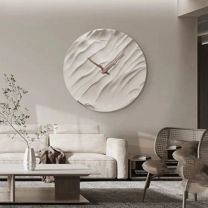Aurora Carved Porcelain Wall Clock – Walnut Wood Hands by Simple Homes