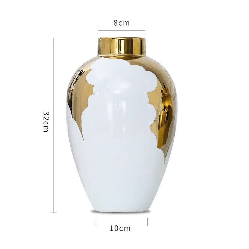 Aurora Glaze Porcelain Vase – Luxe White & Gold White / large by Simple Homes