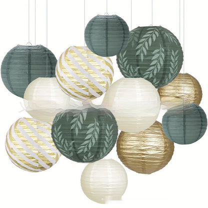 Verdant Bloom Paper Decor set-Lantern & Flowers