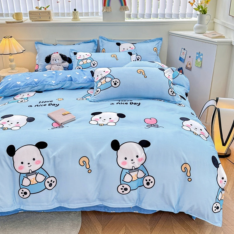 4-Piece Printed Bedding Set – Soft Sanded Cotton, Multiple Sizes