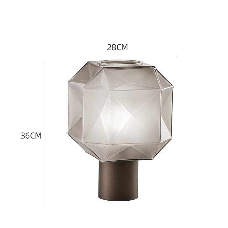 LumaHex™ Modern Grey Glass Table Lamp – Sculpted Glow for Contemporary Interiors