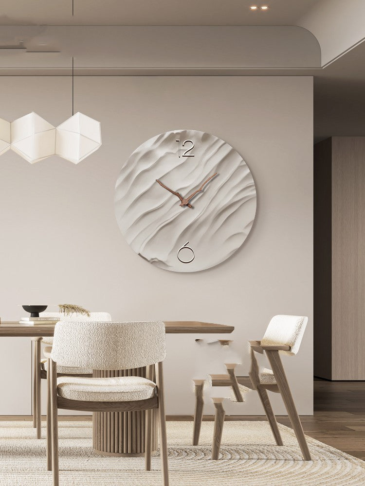 Aurora Carved Porcelain Wall Clock – Walnut Wood Hands