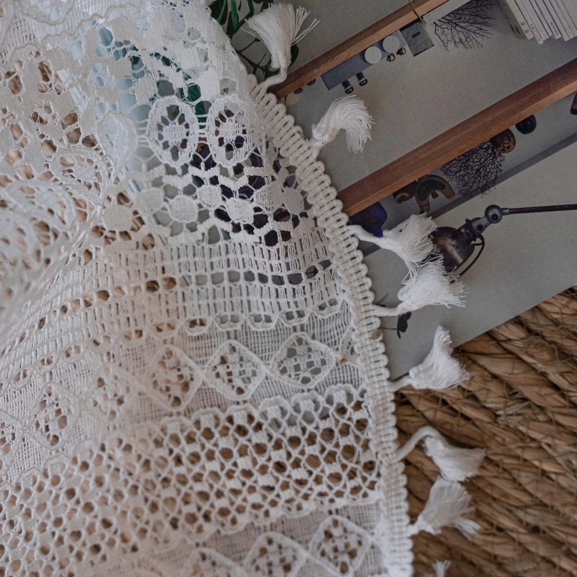 Beige Geometric Wave Hollow-Out Blackout Curtains by Simple Homes