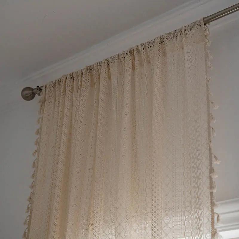 Beige Geometric Wave Hollow-Out Blackout Curtains by Simple Homes