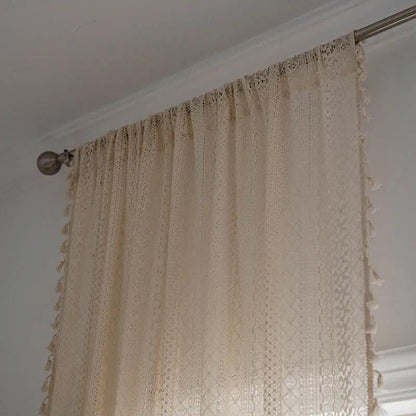 Beige Geometric Wave Hollow-Out Blackout Curtains by Simple Homes