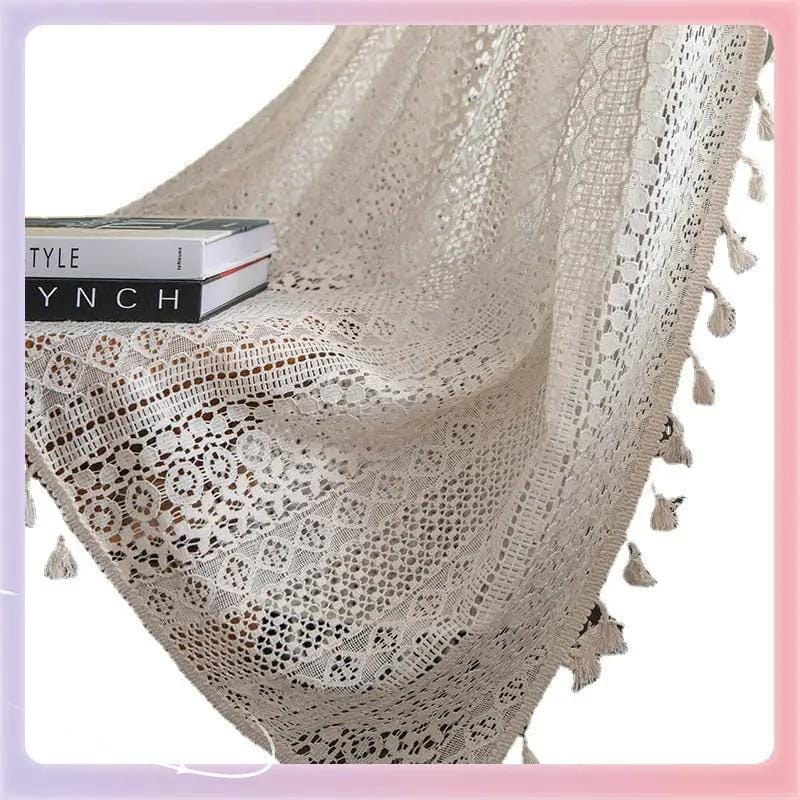 Beige Geometric Wave Hollow-Out Blackout Curtains by Simple Homes