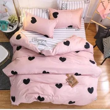 BETTY – Charming 4-Piece Heart Print Bedding Set (Multiple Sizes) by Simple Homes