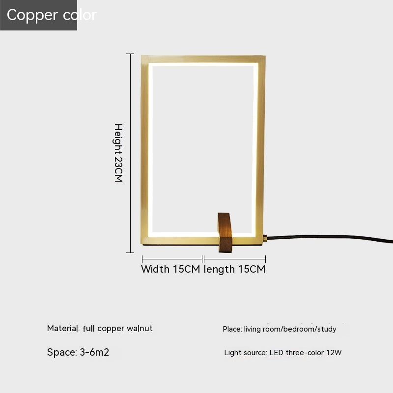 LumeFrame™ Copper LED Table Lamp – Minimalist Geometric Glow