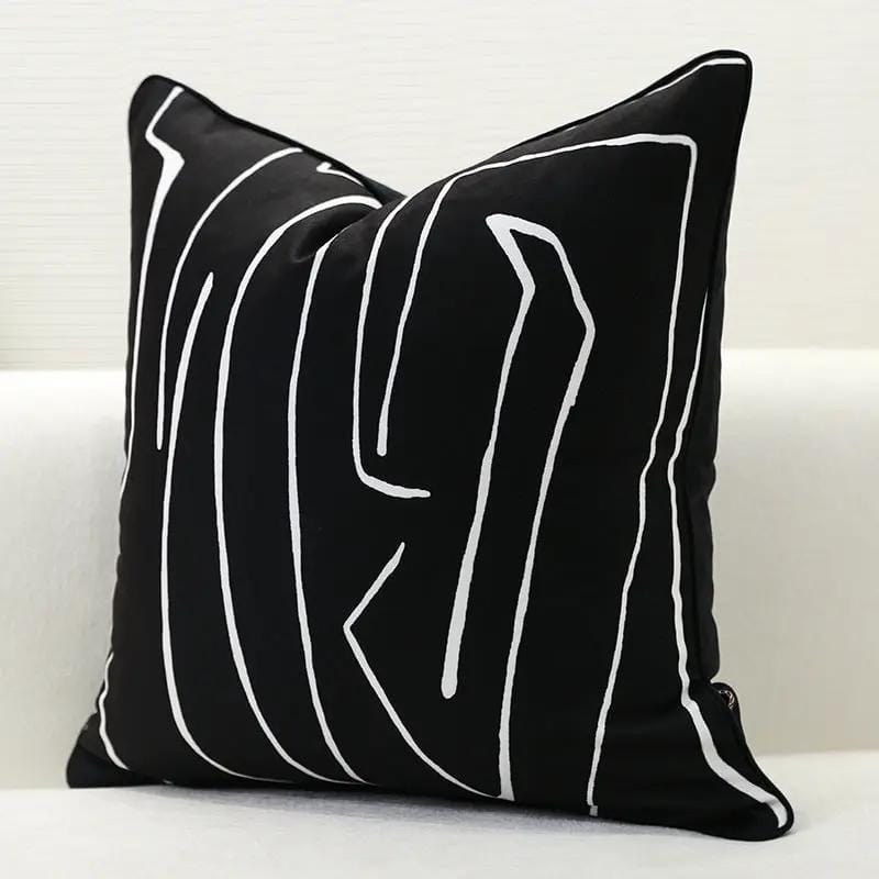 Black & White Geometric Cushion Covers – Modern Minimalist Throw Pillow Cases for Sofa, Chair & Bed Black double sided flower / 30x50cm by Simple Homes