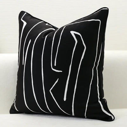 Black & White Geometric Cushion Covers – Modern Minimalist Throw Pillow Cases for Sofa, Chair & Bed Black double sided flower / 30x50cm by Simple Homes