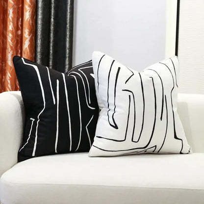 Black & White Geometric Cushion Covers – Modern Minimalist Throw Pillow Cases for Sofa, Chair & Bed by Simple Homes