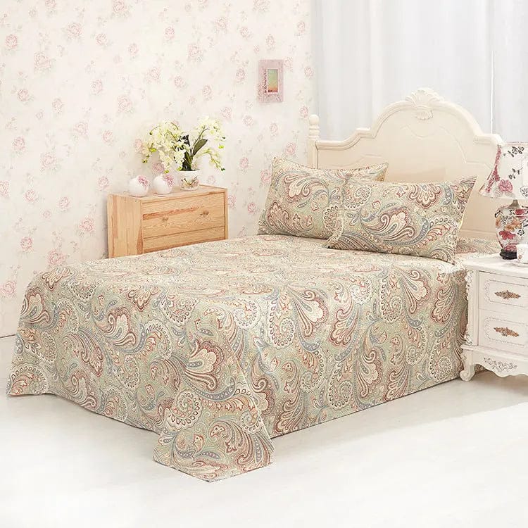 Blossom Breeze – 100% Cotton Floral Printed Sheet Set Brown / 180x230cm by Simple Homes