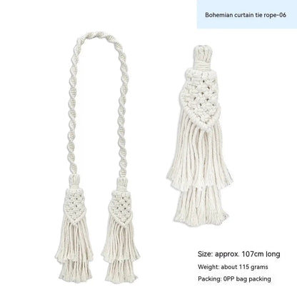 Boho Embrace – Handwoven Curtain Tiebacks Bohemian Curtain Bandage 06 by Simple Homes