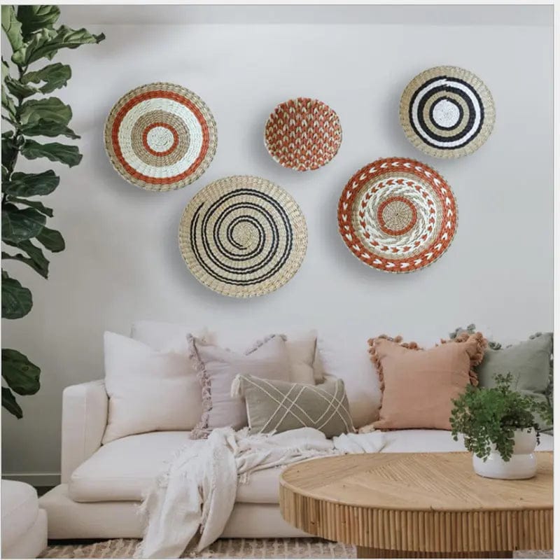 Boho Woven Wall Art Set- Handmade Rattan & Macrame Decor by Simple Homes