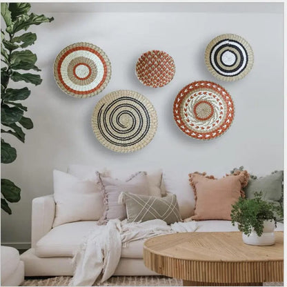 Boho Woven Wall Art Set- Handmade Rattan & Macrame Decor by Simple Homes