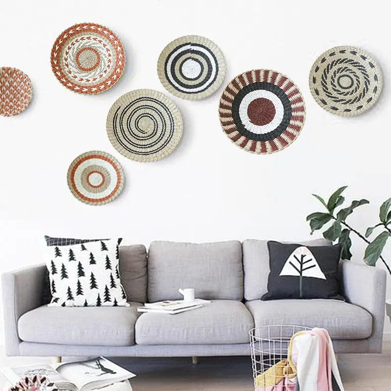 Boho Woven Wall Art Set- Handmade Rattan & Macrame Decor by Simple Homes