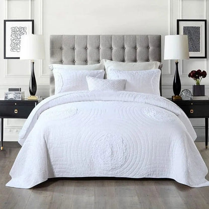 Botanical Whisper – Pure Cotton Quilted 3-Piece Bedding Set by Simple Homes