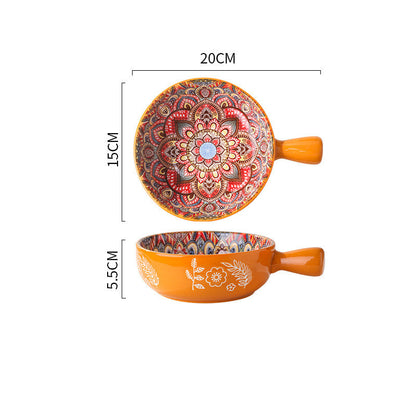 Floral Whispers — Vintage Glazed Handle Bowl (400ml)
