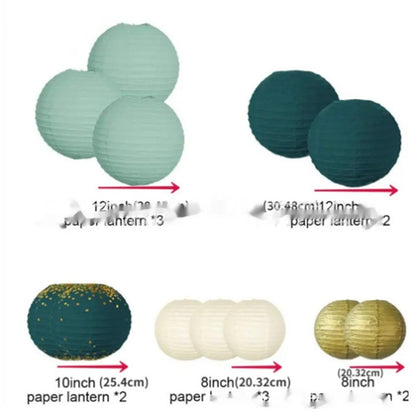 Verdant Bloom Paper Decor set-Lantern & Flowers