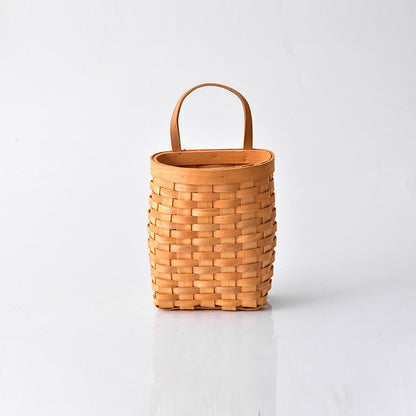 Vintage Woven Hanging Storage Baskets – Wall-Mounted Wooden Organizer