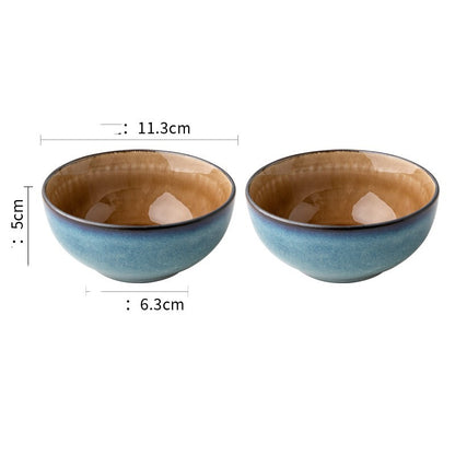Retro Glazed Ceramic Bowl – Japanese Porcelain Noodle, Salad & Soup Bowl