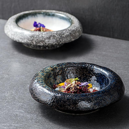 Rustic Rope-Handled Ceramic Bowl-Retro Artisan Collection