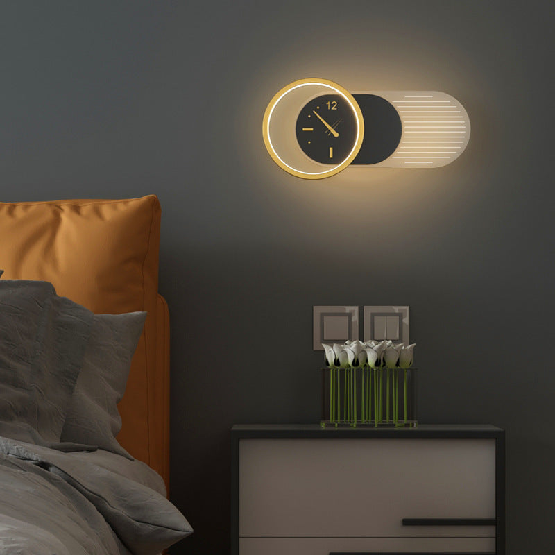 Nordic Minimalist Modern Halo LED Wall Clock Lamp – Dual-Light Decorative Wall Fixture