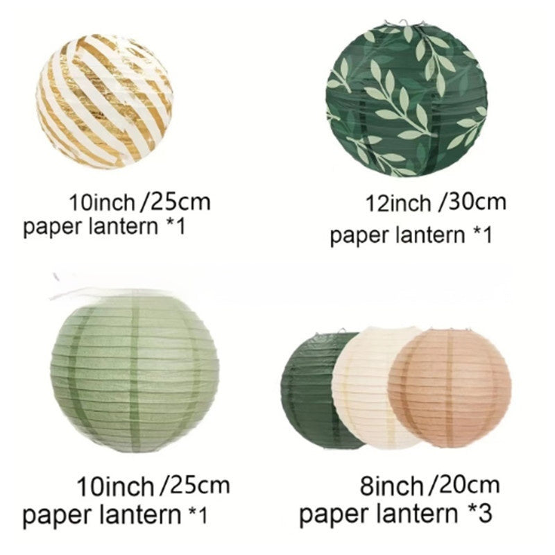Verdant Bloom Paper Decor set-Lantern & Flowers
