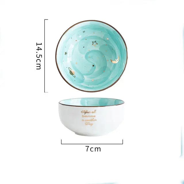 Celeste Ceramic Bowl Set-Galaxy Inspired Design Light Blue by Simple Homes