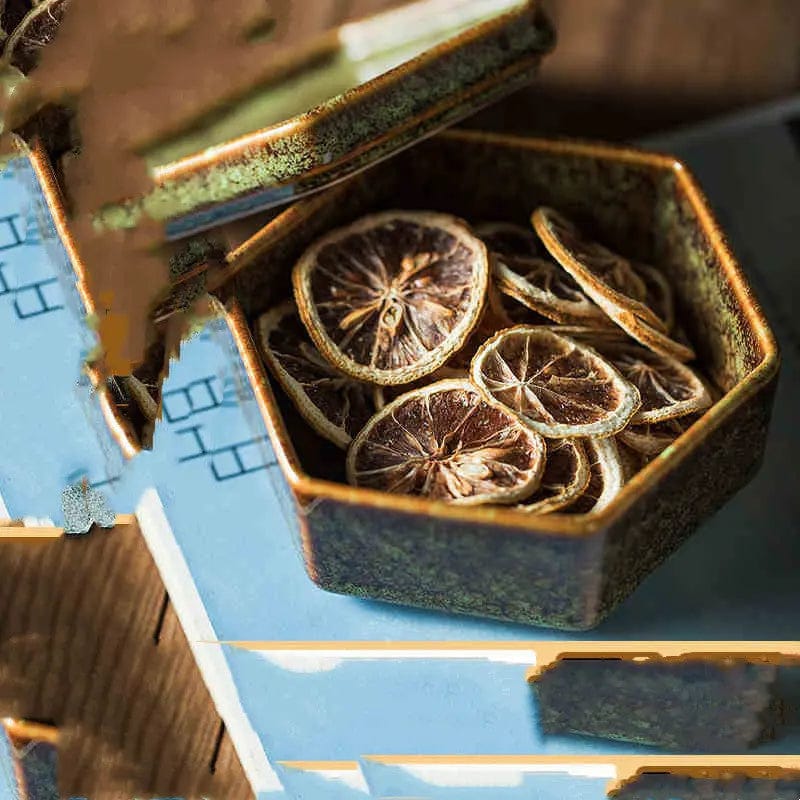 Celestial Hexagon Porcelain Serving Plate with Lid – Japanese-Inspired Snack Dish by Simple Homes