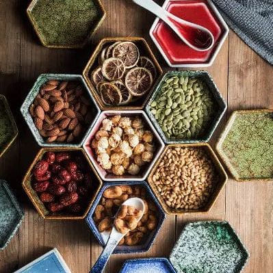 Celestial Hexagon Porcelain Serving Plate with Lid – Japanese-Inspired Snack Dish by Simple Homes