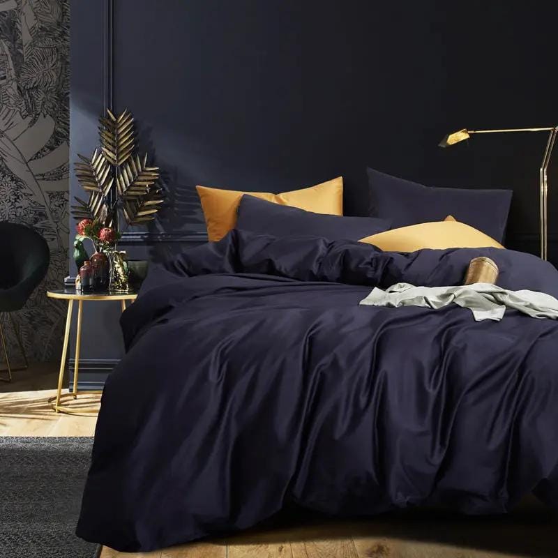 CloudBliss™ Satin Touch Bedding Set – 4-Piece Soft Luxe Collection Dark Blue / 1.5m bed fourpiece set by Simple Homes